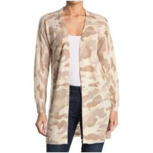 MAGASCHONI Cashmere Camo Open Front Cardigan in Neutral Camo Size L